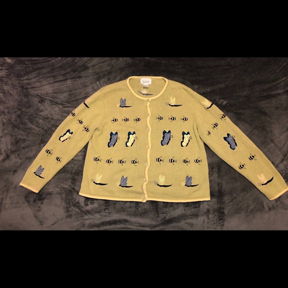 Christopher & Banks bee butterfly knit cardigan